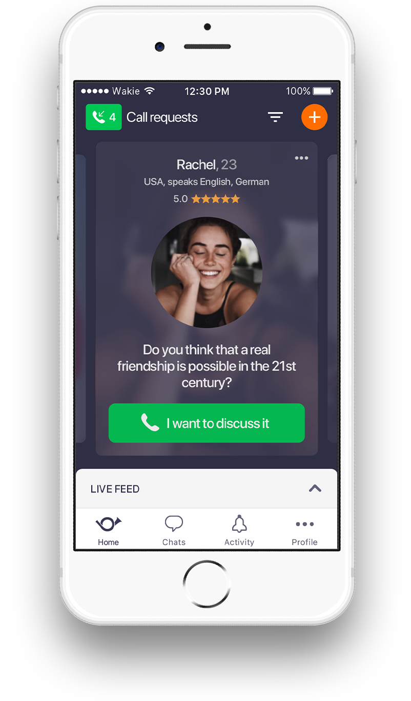 Wakie is an app to talk to strangers on the phone