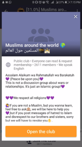 ٧. نادي Muslims around the world (المسلمين حول العالم)